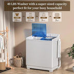 VCJ Portable Washing Machine, Twin Tub Washing Machine Laundry Compact Washer spinner Combo with 40lbs capacity, 24Lbs Washer and 16Lbs Spinner dryer for Apartments RVs and Dorms