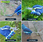 Blue Garden Tool Sets 12-Piece, Aluminum Gardening Hand Tools w/Ergonomic Handle, Garden Supplies Organizer Handbag, Kneeling Pad, Apron and Gloves, Gift for Women, Garden Starter Kit for Women