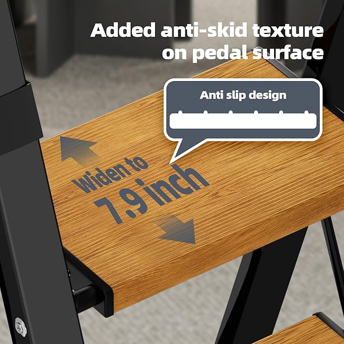 HillhutApex Step Ladder, Aluminum Lightweight Folding 4 Step Stool with Anti-Slip Wide Pedal, 330lbs Capacity Steel Ladder for Household and Office