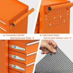 5-Drawer Rolling Tool Chest, Tool Box with 4 Wheels and Drawers, High Capacity Detachable Mobile Tool Storage Cabinet for Garage, Workshop, Mechanics and Repair Room (Orange)