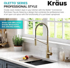 KRAUS Oletto Commercial Style Single Handle Pull Down Kitchen Faucet with QuickDock Top Mount Installation Assembly in Spot Free Antique Champagne Bronze, KPF-2631SFACB