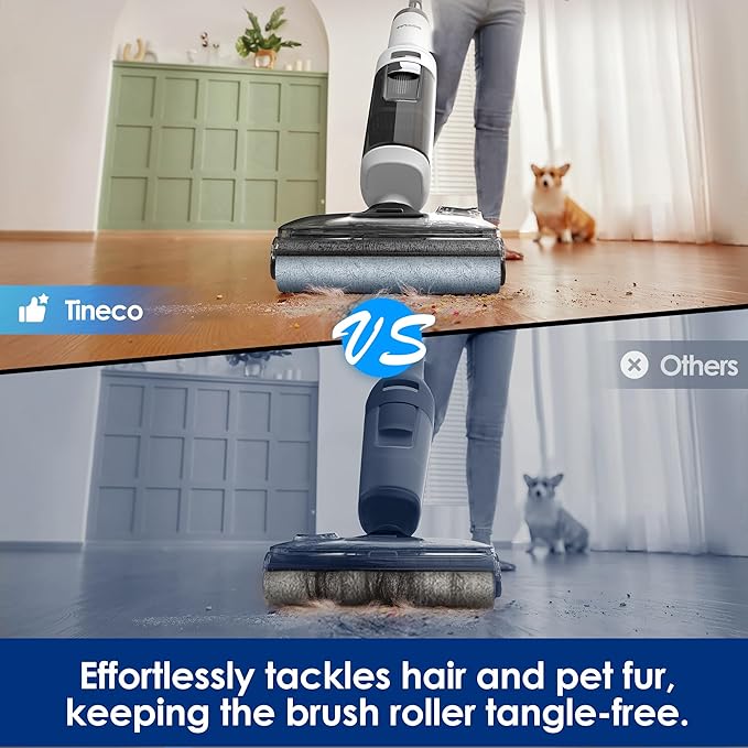 Tineco Floor ONE Stretch S6 Cordless Wet Dry Vacuum Cleaner, 180°Lay-Flat Smart Vacuum Mop, 40 Minutes Long Runtime 158℉ Flashdry Self-Cleaning, Dual-Sided Edge Cleaning Lightweight Floor Cleaner