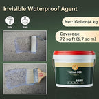 1 Gallon Transparent Waterproof Coating, Clear Acrylic Sealant Invisible Adhesive Leak Repair Agent for Concrete, Wall, Wood, Brick, Stone, Water-Based Outdoor & Indoor Sealer 4KG