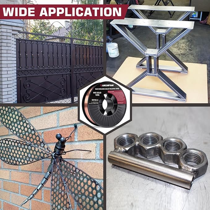ARCCAPTAIN Mig Welding Wire, 0.035 10Lb Mig Wire ER70S-6 10Lbs Gas Solid Carbon Steel Low Splatter Mig Welding Wire Compatible With Lincoln Miller Forney Harbor Welder 0.09 4.5KG
