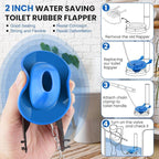 Saillong Universal Toilet Flusher Replacement Kit, Fill Valve, 2-Inch Flapper, Side Mount Handle Lever, Water-Saving, Adjustable Toilet Repair Kit Inside Tank, Easy to Install(1 Set,Blue Grey, Blue)