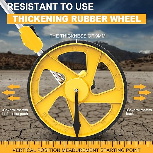 Zozen Distance Measuring Wheel in Feet and Inches, with 20pc Marking Flags and Flags Holder, Collapsible Measure Wheel - Imperial Industrial with Big Kickstand to Keep Stand, Include Backpack.