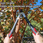 Lopper Heavy Duty Branch Cutter Tree Clippers with Compound Action, Chops Thick Branch Ease, Garden Loppers Pruning, 18 Inch Tree Trimmer with 1.6” Clean Cut Capacity (18 Inch)