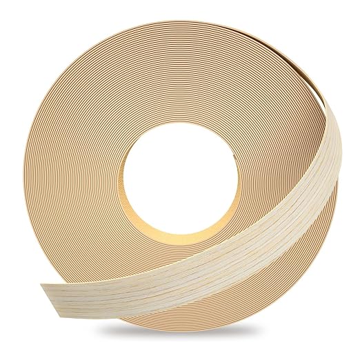 GSCIT Club White Oak Edge Banding, 1 inch x 250ft roll of Veneer Edge Banding Pre-glued Flexible, Wood Tape for Cabinet Repair Furniture
