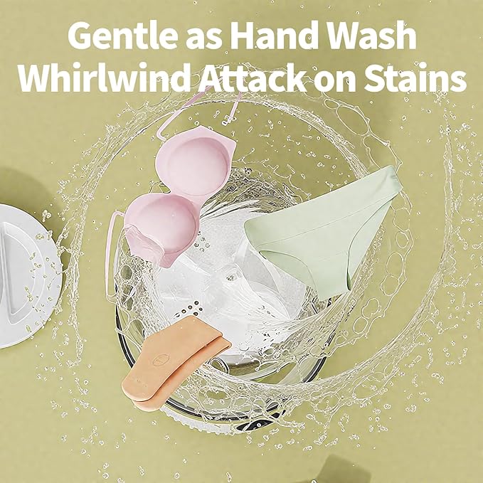 Underwear Washing Machine, BPA-free Portable Mini Washer for Socks, Baby Clothes, Cordless Small Laundry Cup for Travel, Dorm, Apartment, RV, Camp, Kids (Vanilla Off-White)