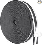 MAGZO Weather Stripping Door Seal,1/4 Inch Wide X 1/16 Inch Thick Adhesive Foam Tape Soundproof Weatherstripping for Windows, 2 Rolls Total 65FT Black