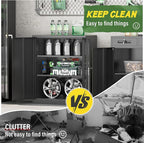 Greenvelly Metal Storage Cabinet, 36" Locking Storage Cabinet with Doors and Shelves, Lockable Storage Cabinets for Home Office, Utility Locker Cabinet, Steel Garage Cabinet with 2 Keys, Black