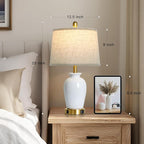 23" Set of 2 White Ceramic Table Lamp with Ginger Jar Design, Bedside USB Lamps for Living Room,Dining Room,Bedroom,Office,Nightstand,End Table