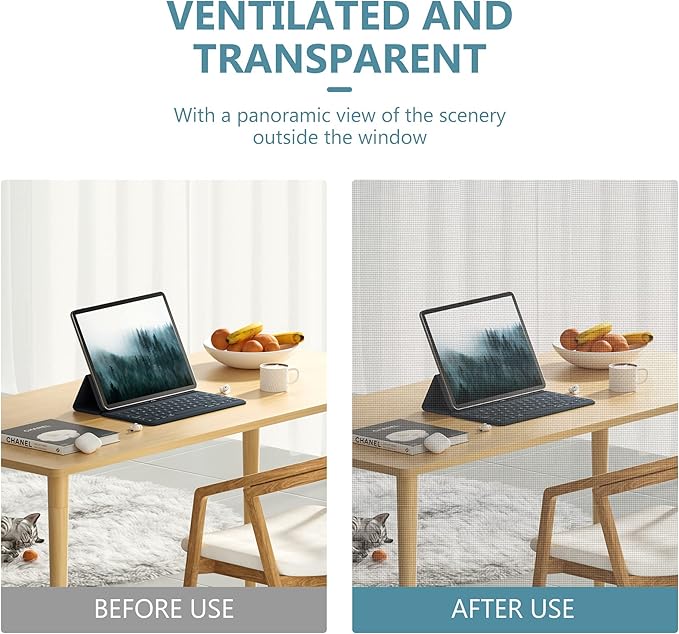 Pet Resistant Window Screen Replacement 60 Inch x 8 Feet Thicken Charcoal Fiberglass Pet Screen Roll Scratch- Against for Families Window, Door Pet-Proof Screens for Cats, Dogs