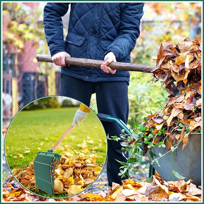 Lasnten Manure Fork Replacement Head, 18 Tines Pitchfork Head with Screws and Nuts, Horse Manure Rake for Picking up Grass and Hay(Army Green,2 Pcs)