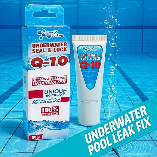 Nano Q10 Underwater Seal & Lock - Leak and Crack Repair Without Emptying The Pool, Reservoir, or Tank. Eco-Friendly Under Water Adhesive, Stays Flexible, Waterproof, and Chlorine Resistant (2.1 oz)
