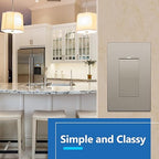 LIDER Minimalist Design Matte Finish Lighted Decorator Switch, Frameless Paddle Light Switch with Locator Light, Grounding Screw, 15A 125V, UL Listed, LS15-1P-NK, Nickel