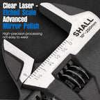 SHALL 3-Piece Adjustable Wrench Set, 10/8/6 Inch Cr-V Steel Wrench with Cushion Grip, Wide Jaw Black Oxide Wrench with Laser-etched SAE Scales for Home, Garage, Workshop and DIY, Dark Blue