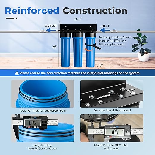 iSpring Whole House Water Filter System Ultimate PFAS Scale and Heavy Metals Protection Removes Up to 99% PFOA & PFOS with SGS-Tested Media, Jumbo Spin-Down Sediment Filter Model: WGB32B-PFKDS+WSP50J