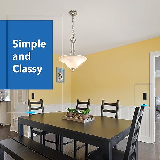 LIDER Balck Minimalist Decorator Switch, Frameless Paddle Light Switch, On/Off Rocker Switch, 3-Way, Residential Grade, 3 Wire 15A 120-277VAC, 10 Pack