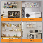 1x6 ft Garage Shelving, 2-Pack Wall-Mounted Shelves for Garage, Kitchen, Pantry Storage, 600 lbs Total Load Capacity Wall Shelving, White