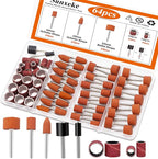 64Pcs Sanding Bits for Dremel Rotary Tools, 42Pcs Aluminum Oxide Grinding Stones Sanding Drill Bits (1/8 inch Shank) and Sanding Drums, Grinding Bits for Metal Rust Removal Polishing
