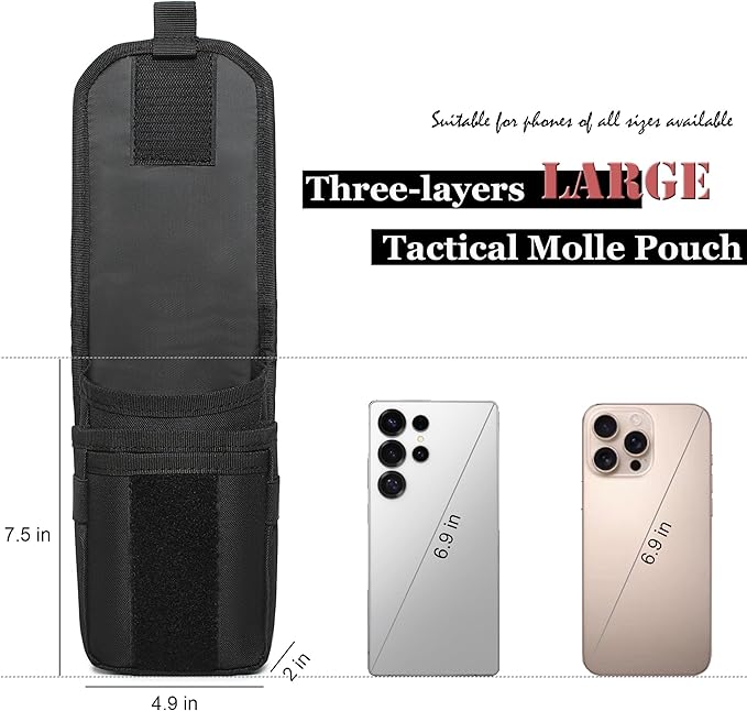 12-Inch Heavy Duty Small Tool Bag with D-Ring Clip,Flag Patch&Shoulder Strap - Small Tactical Molle Zipper Tool Bag,EDC Storage Tool Bags for Men,Multipurpose Utility Work Organizer Bag