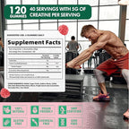 Creatine Monohydrate Gummies 5000mg for Men & Women, Creatine Monohydrate for Muscle Strength, Muscle Builder, Energy Boost, Pre-Workout Supplement(120 Count)-Watermelon Flavor