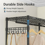 VIPEK R3C Rolling Clothes Rack with Cover Portable Closet for Hanging Clothes, Heavy Duty Garment Rack Freestanding Racks with Wheels&Side Hooks, Black Rack with Black Upgraded Polyester Cover
