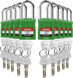 Lockout Tagout Locks - 10 Pack Green Loto Locks, Keyed Differ Padlock OSHA Compliant Lock Out Tag Out Lock, Safety Padlocks for Electrical Lockout Tag Out Kits