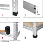 Amazon Basics 5 tier, Medium Duty Storage Shelving Double Post Press Board Shelf, Aluminum, 48 x 18 x 72
