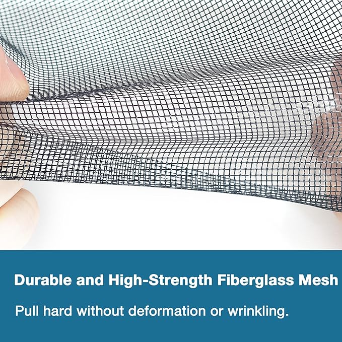 NeatiEase Window Screen Roll, 59"x100' Adjustable Flexible Fiberglass Screen Door Mesh - DIY Replacement Kit for Patio Porch Door Windows and Sliding Screen Doors(Black)