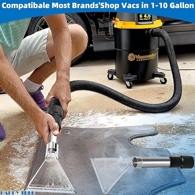 Happy Tree Hand Tool with Large 7-1/2" Clear Head for Upholstery & Carpet Cleaning, Turn Wet-Dry Vac into an Extractor, Detailing Wand Extractor Vacuum Cleaner