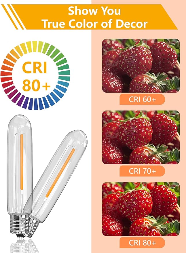 12 Pack LED T13 Replacement Light Bulbs for S14 Outdoor String Lights, 0.6W Night Lights Bulb Equivalent to 11W Incandescent Bulb, 2700K Warm White, E12 Candelabra Bulbs Dimmable