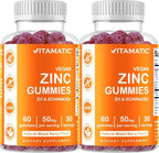 2 Pack - Vitamatic Zinc 50mg Gummies - 60 Vegan Gummies - Gluten Free - Healthy Immune Support for Adults, Men, Women