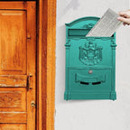 Vintage Wall-Mount Locking Mailbox for House, Rust-Resistant Galvanized Steel Outdoor Mailbox with Key Locks, Green