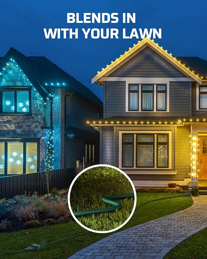 DEWENWILS 25Ft Outdoor Extension Cord, Evenly Spaced 3 Outlets Plugs with Safety Cover, 16/3 SJTW Weatherproof Wire for Outdoor Halloween Decorations, String Lights, UL Listed