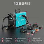 bestarc 145Amp MIG Welder, 110V 220V Flux Core MIG/Lift TIG/Stick 4 in 1 Welder Machine, Large LED Display Welding Machine, IGBT Inverter bestarc Welder MIG145 Soild Gasless Synergy MIG Welder