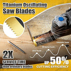 60PCS Oscillating Tool Blades, Professional Universal Titanium Oscillating Saw Blades Multitool Blades Kits for Wood Plastics Metal, Dewalt Ryobi Fein Milwaukee（2 titanium blade 58 wood blades）