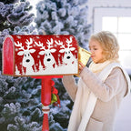 Kawani Merry Christmas Mailbox Cover - Red Deer Snowflake Magnetic Standard Size 21x18 Inch Winter Xmas Holiday Decorative Post Letter Box Cover for Garden Yard Decor