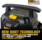 DEWALT 5 Gallon 4 HP STEALTHSONIC Shop Vacuum Wet and Dry DXV05S-QTB Ultra Quiet Stainless Steel Wet/Dry Vacuum Cleaner with Powerful Suction for Garage, Jobsite, and Workshop