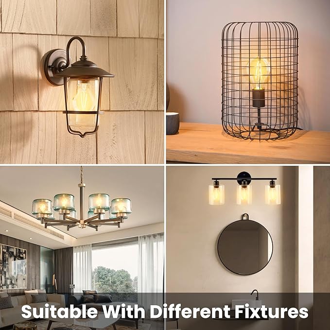 TJOY 12 Pack A19 Vintage LED Edison Bulbs, Non-Dimmable, 60W Equivalent, High Brightness 2700K Warm White, 8W E26 Standard Base, 760 Lumens, CRI80+, Clear Glass Filament Bulb for Home, Farmhouse