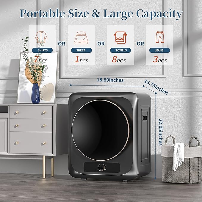 Zynkez 18Lbs Washer and 10Lbs Dryer Combo, Full Automatic Portable Laundry Set with 7 Wash Programs, 5 Dry Modes, Stainless Steel Tub, Compact for Apartments, Dorms, RVs