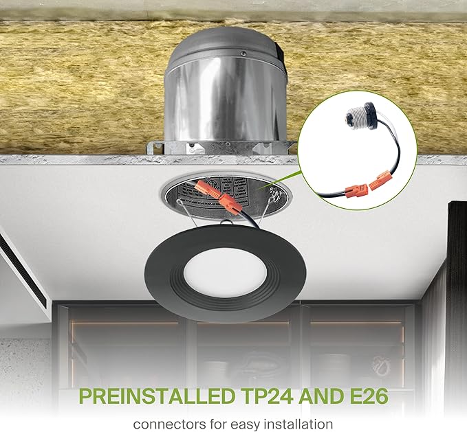 ASD Retrofit LED Recessed Lighting 6 Inch | Black 12W 1009 Lm Wet Rated Dimmable LED Downlights | 2700K-5000K Adjustable CRI90 Recessed Light Fixtures | Baffle Trim Can Lights, UL 24 Pack