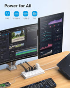 TROND Power Strip Surge Protector - White Extension Cord with USB Ports, 13 Widely-Spaced Outlets Expansion, 5ft, Flat Plug, Under Desk, Wall Mount, Heavy Duty, 4000 Joules, Office, Home, ETL Listed