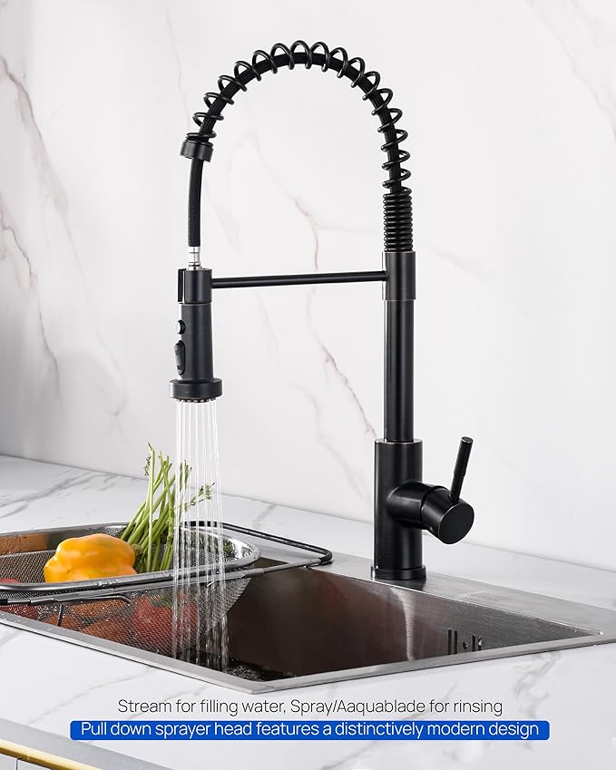 J-HVA Pull Down Kitchen Faucet Sprayer Head Replacement Part with Adapters, 3 Function Pull Out Sink Sprayer Replacement Nozzle, Kitchen Faucet Head Hose Spray Tap Spout, Oil Rubbed Bronze