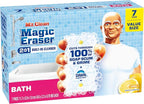 Mr. Clean Magic Eraser Sponge, Bathroom Cleaner, Soap Scum Shower & Tub Cleaner, 2 in 1 Bath, 7ct