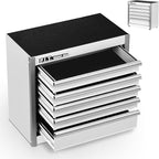 P.I.T. Mini White Tool Box, Portable 5-Drawer Micro Roll Cab Steel Stackable Tool Box with Liner, White Small Tool Case for Tools Storage and Organizers, Home DIY