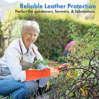 Arm Chaps Leather Protective Sleeves Arm Guard - Prevent Cuts, Scratches & Bruises - Genuine Cowhide - Ideal for Gardening & Construction - Left & Right Form-Fitting. Orange (1 Pair/Small).