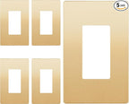 LIDER Matte Finish Decorator Switch Cover, Screwless Wall Plate, Mid-Size 1-Gang 4.88" x 3.11", Unbreakable Polycarbonate Thermoplastic, UL Listed, LSWP-31M-GD5P, Gold, 5 Pack