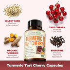Turmeric Curcumin & Tart Cherry Extract Capsules with Black Pepper & Organic Tumeric. Tart Cherry Capsules Aid Uric Acid Balance, Joint Health, Muscle Health & Sleep. 2 Pack